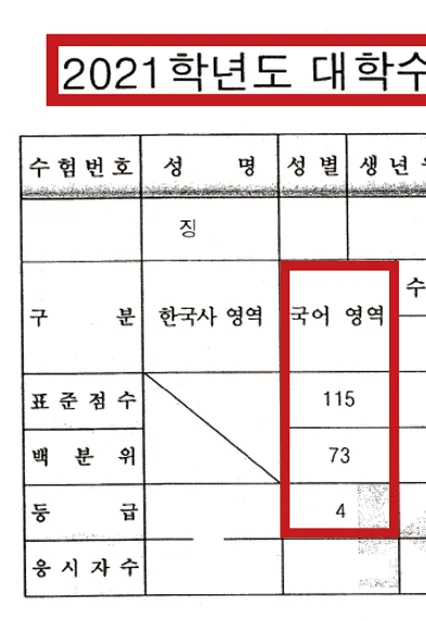 4·5등급 성적표
